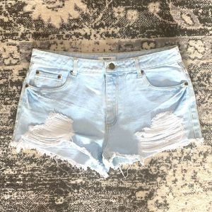 Forever 21 light wash distressed denim shorts